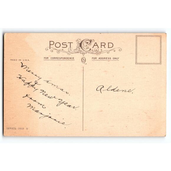 Vintage Christmas Postcard Winter Cottage & Robins with Holly Berries - Picture 2 of 2